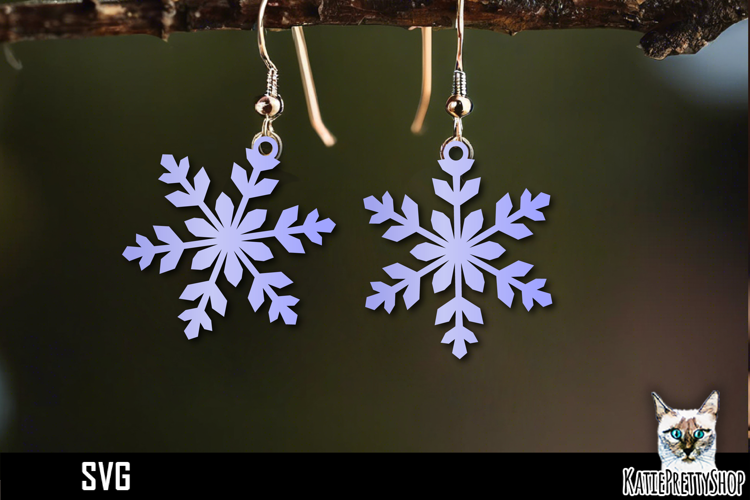 Snowflake earrings laser cut, laser cutting earring svg