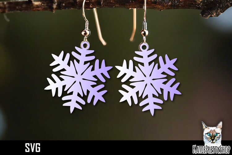 Snowflake earrings laser cut, laser cutting earring svg example image 1