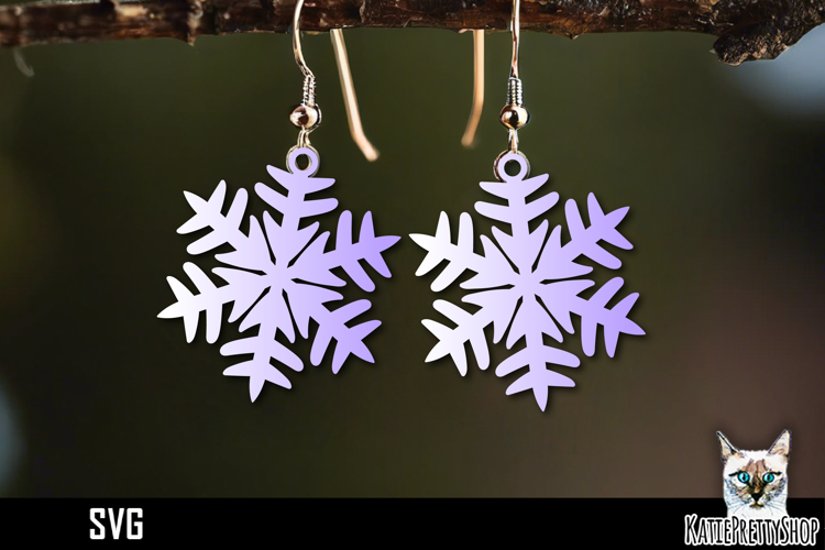 Snowflake earrings laser cut, laser cutting earring svg