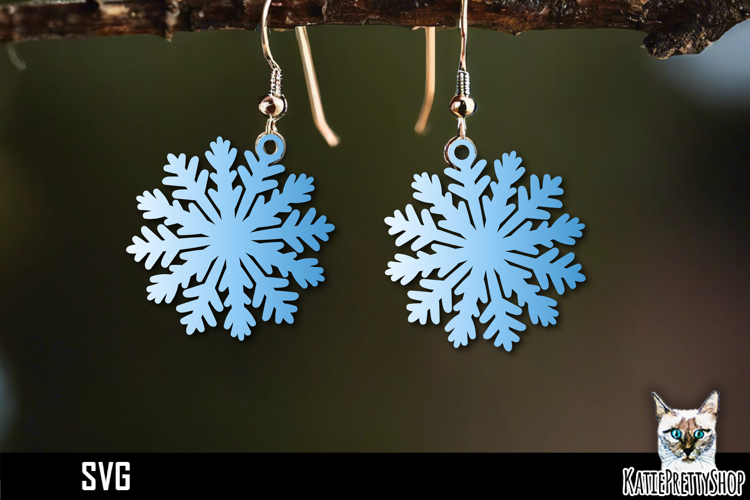 Snowflake earrings laser cut, laser cutting earring svg