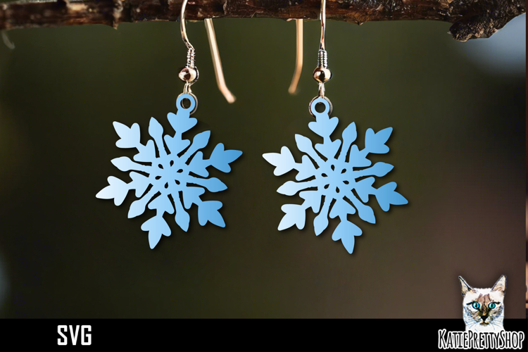 Snowflake earrings laser cut, laser cutting earring svg