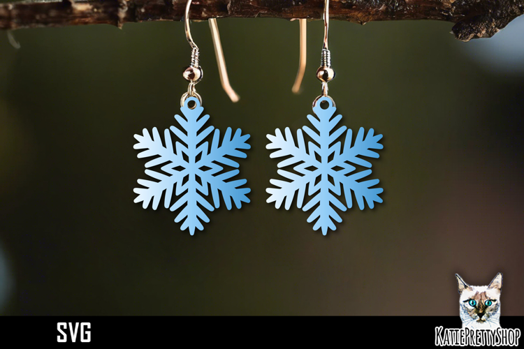 Snowflake earrings laser cut, laser cutting earring svg