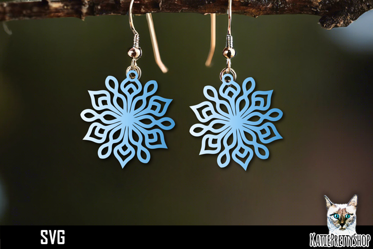 Snowflake earrings laser cut, laser cutting earring svg