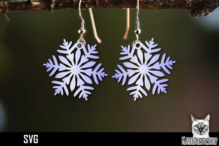 Snowflake earrings laser cut, laser cutting earring svg