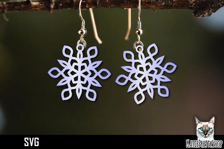 Snowflake earrings laser cut, laser cutting earring svg