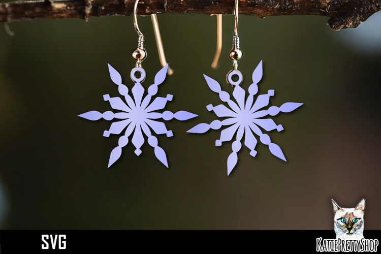 Snowflake earrings laser cut, laser cutting earring svg