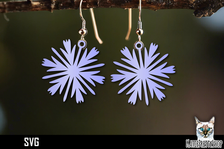 Snowflake earrings laser cut, laser cutting earring svg
