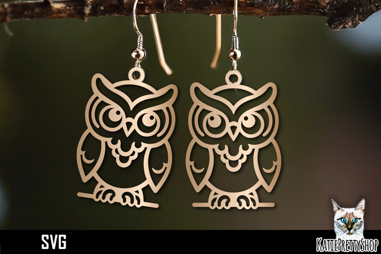Owl earrings laser cut, laser cutting earring svg