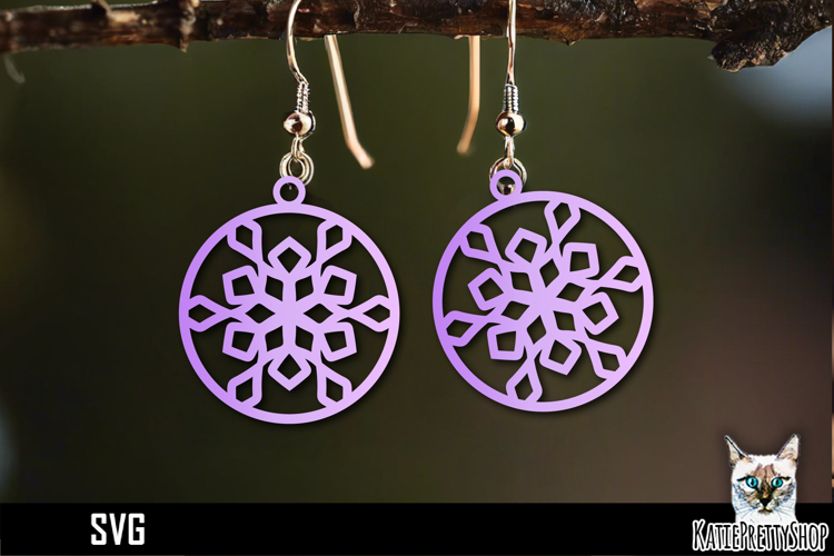Snowflake earrings laser cut, laser cutting earring svg