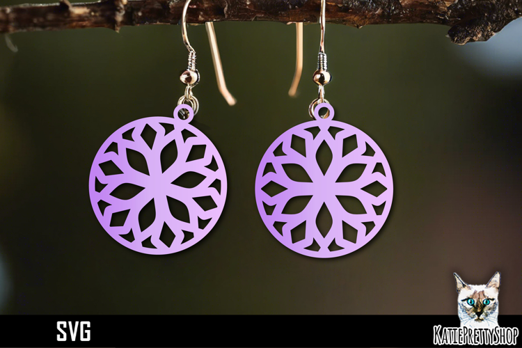 Snowflake earrings laser cut, laser cutting earring svg