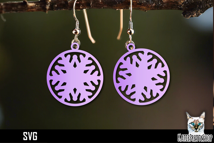 Snowflake earrings laser cut, laser cutting earring svg