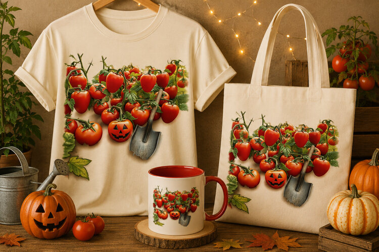 Halloween Tomato PNG | Jack O Lantern Garden Clipart example image 1