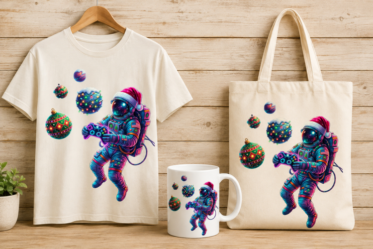 Galaxy Christmas Gamer Astronaut Art