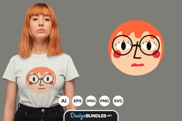 Ellipse Female Face Illustrations for T-Shirt Design