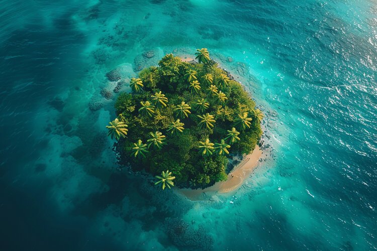 Aerial view turquoise ocean. Summer background. High photo