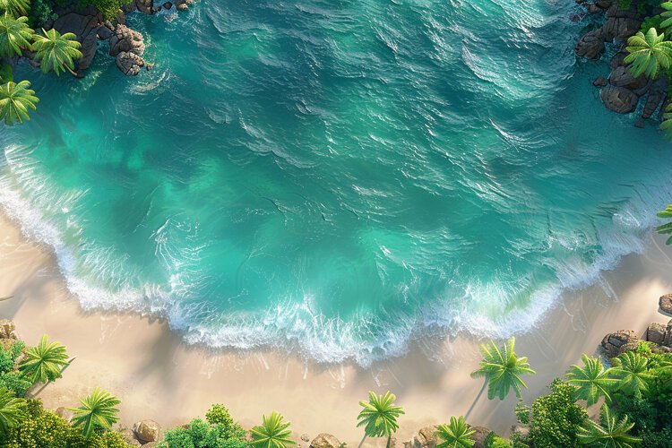 Aerial view turquoise ocean. Summer background. High photo