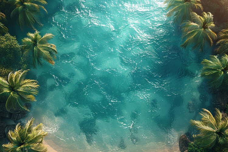 Aerial view turquoise ocean. Summer background. High photo