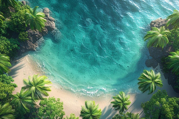 Aerial view turquoise ocean. Summer background. High photo