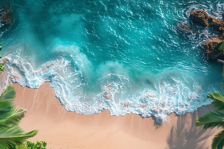 Aerial view turquoise ocean. Summer background. High photo
