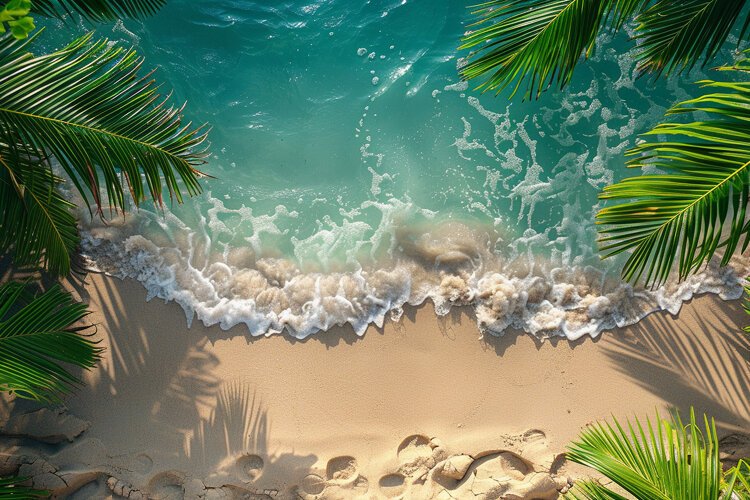 Aerial view turquoise ocean. Summer background. High photo