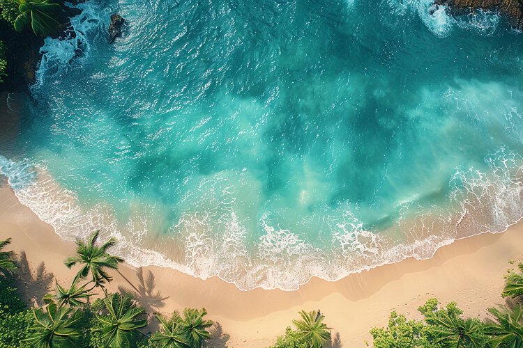 Aerial view turquoise ocean. Summer background. High photo