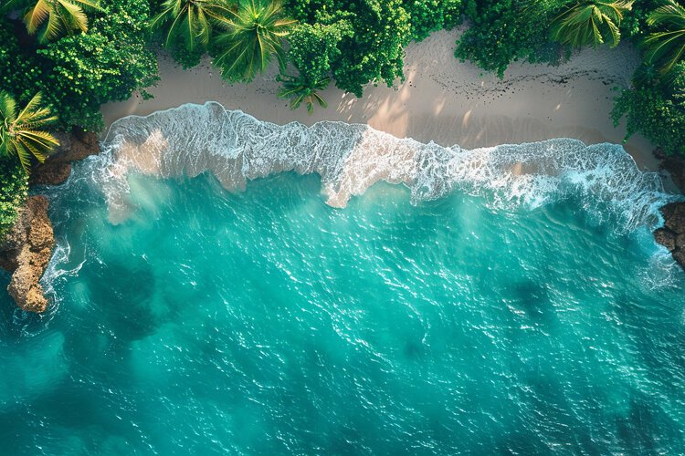 Aerial view turquoise ocean. Summer background. High photo