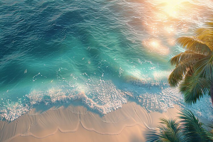Aerial view turquoise ocean. Summer background. High photo