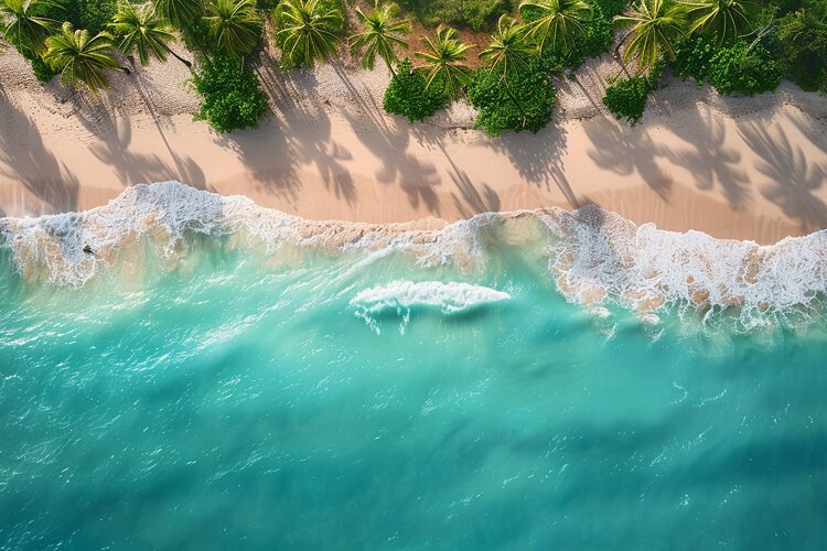 Aerial view turquoise ocean. Summer background. High photo