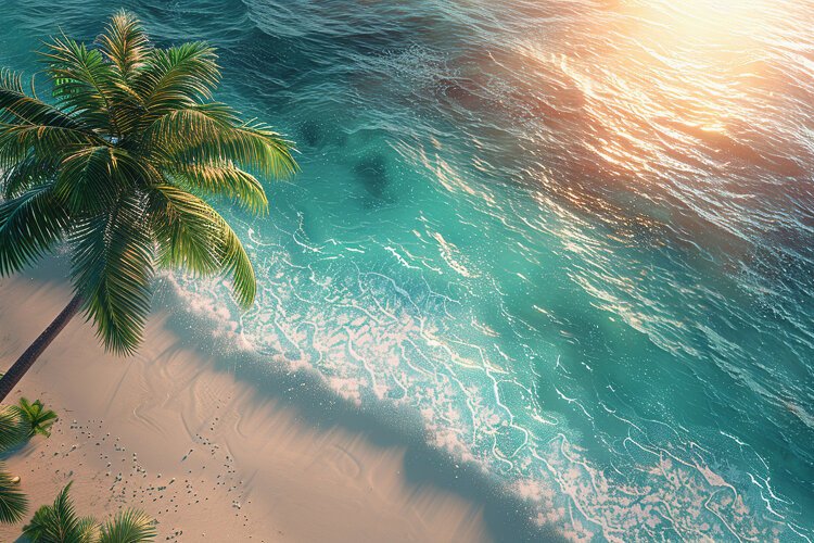 Aerial view turquoise ocean. Summer background. High photo