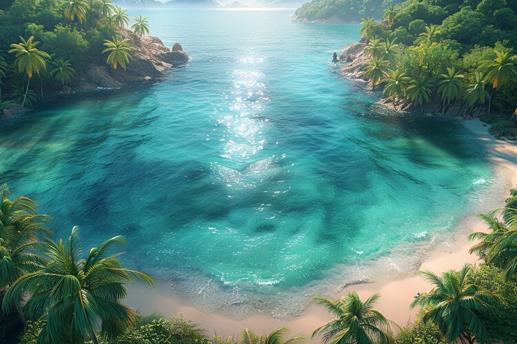 Aerial view turquoise ocean. Summer background. High photo
