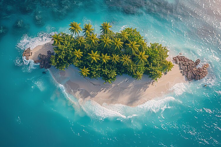 Aerial view turquoise ocean. Summer background. High photo