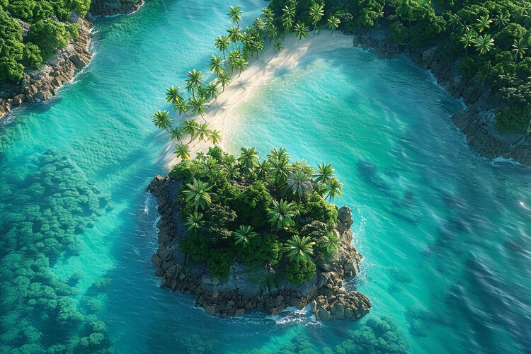 Aerial view turquoise ocean. Summer background. High photo