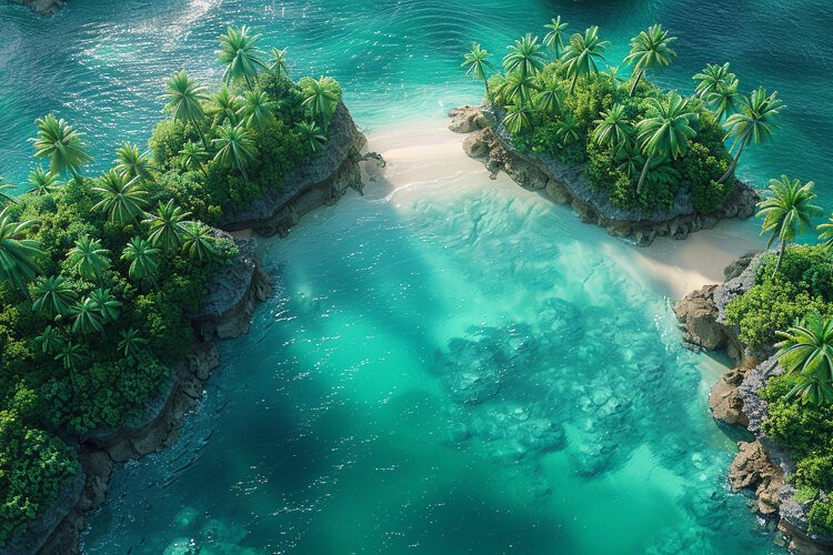 Aerial view turquoise ocean. Summer background. High photo