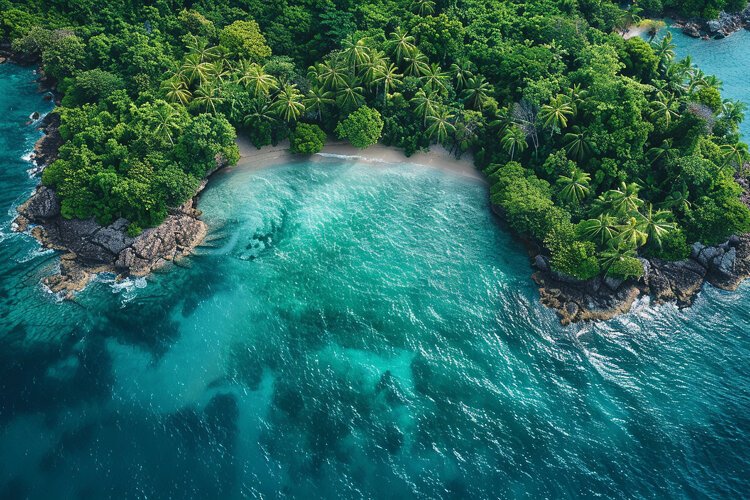 Aerial view turquoise ocean. Summer background. High photo