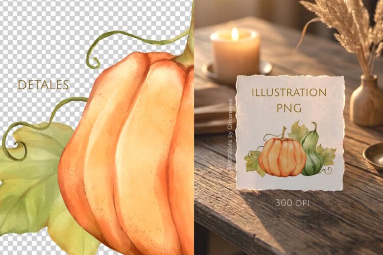 Aesthetic Autumn Pumpkin Illustration example image 1
