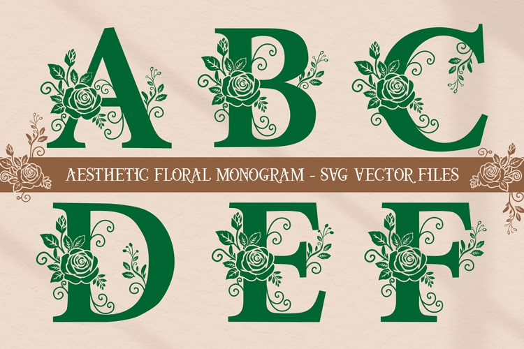 Aesthetic Floral Monogram SVG, EPS Vector Bundle