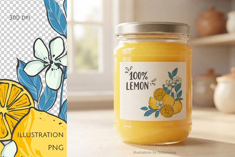 Aesthetic Lemon Corner Composition PNG example image 1