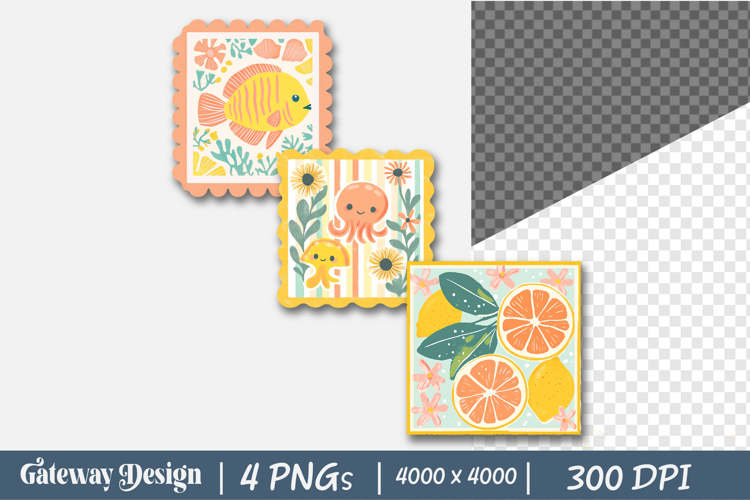 Aesthetic Summer Postage Stamp Clipart