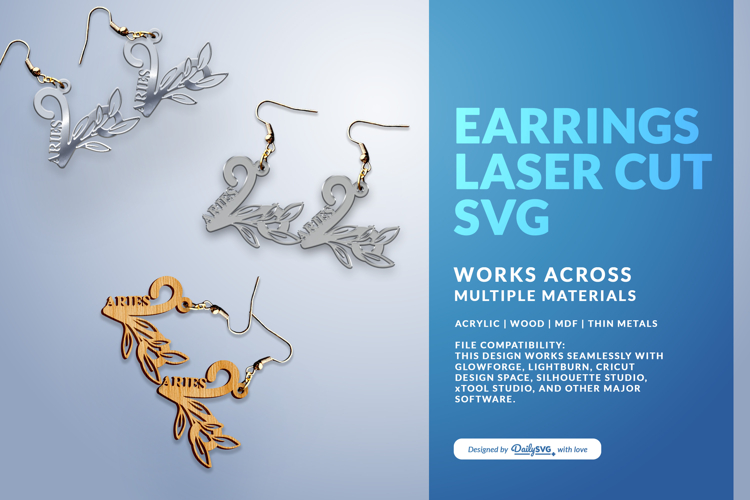 Aesthetic Zodiac Earrings Laser Cut SVG - Aries