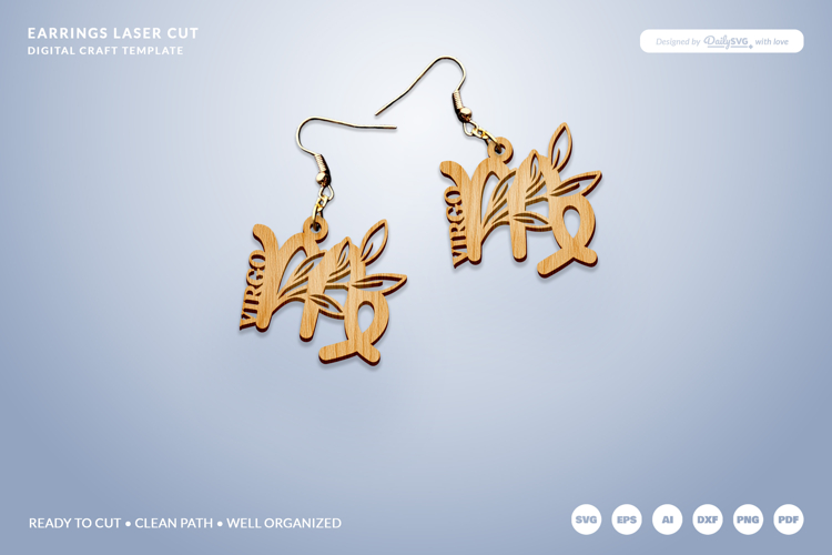 Aesthetic Zodiac Earrings Laser Cut SVG - Virgo