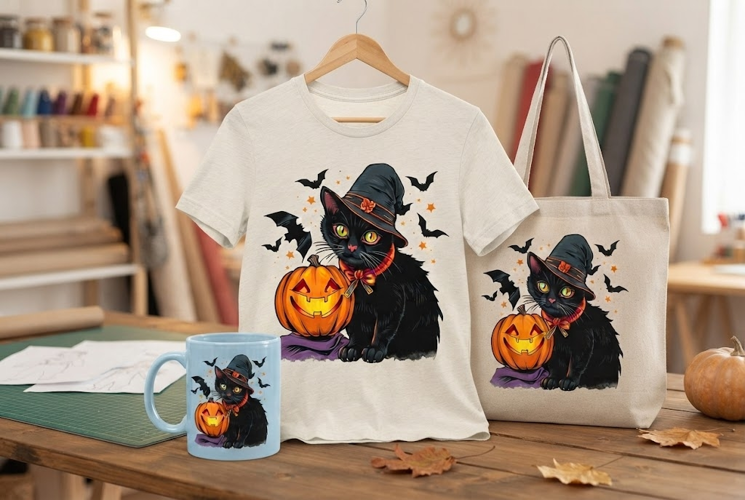 Halloween Black Cat PNG | Witch Hat Pumpkin Spooky Clipart