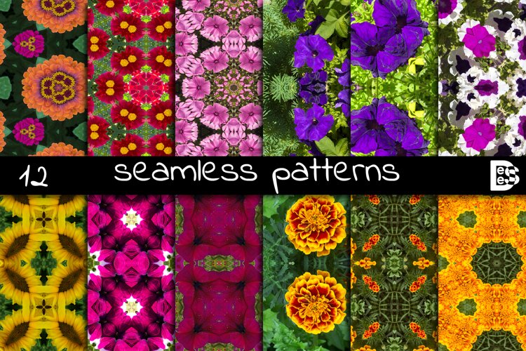 12 abstract Seamless colorful FLOWER patterns pack. example image 1