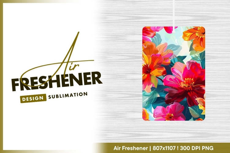 Vibrant Floral Illustration with Red Pink air freshener