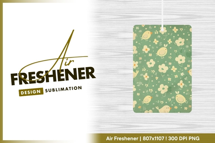 Pastel Green Pattern with Birds Flowers air freshener