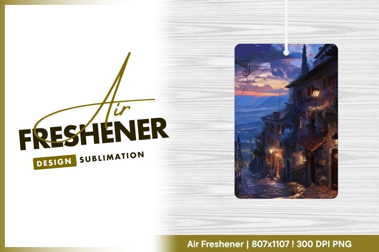 Evening Scene of European Town Buildings air freshener