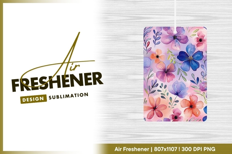 Watercolor floral pattern in pink purple and air freshener