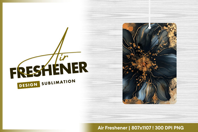 Abstract floral design black and gold accents air freshener