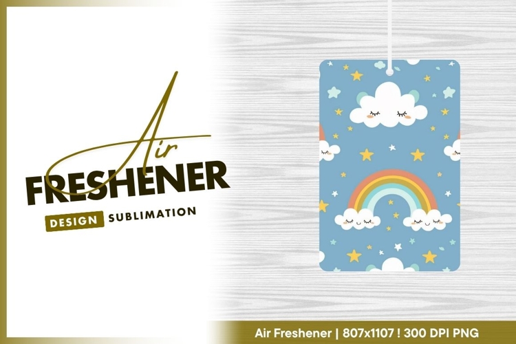 Seamless pattern of rainbows clouds stars air freshener