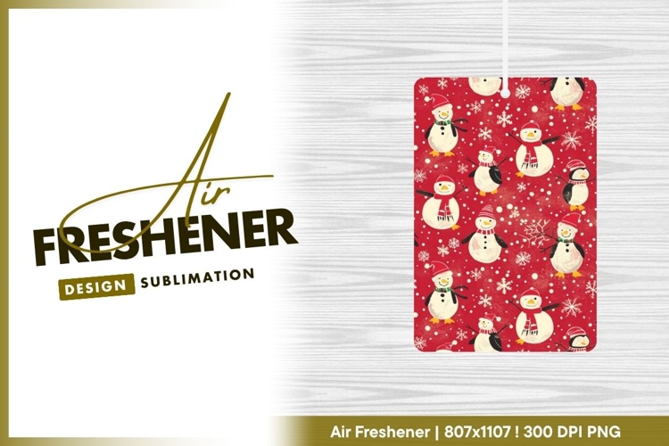 Whimsical Snowman and Penguin Pattern on air freshener