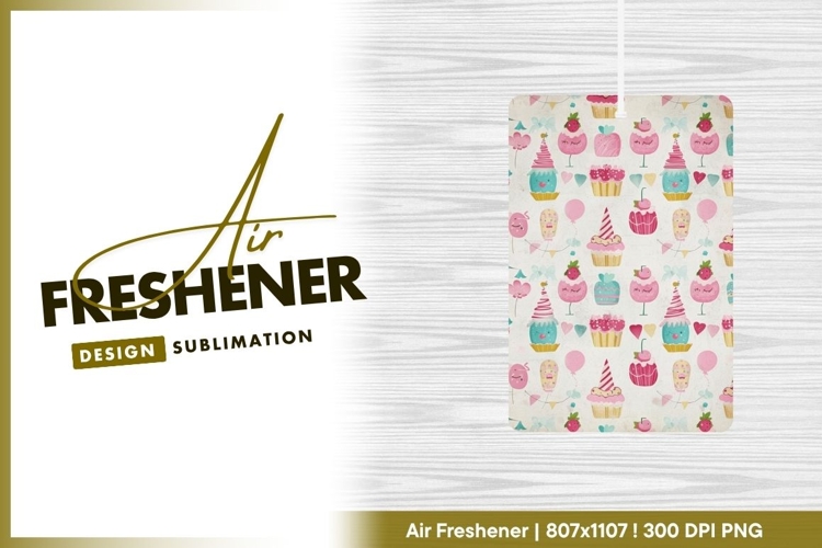 Whimsical Cupcake Pattern with Pink Balloons air freshener